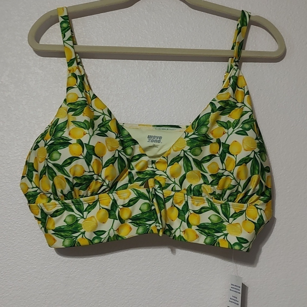 Wave Zone Lemon Themed Bathing suit Top Size 3X